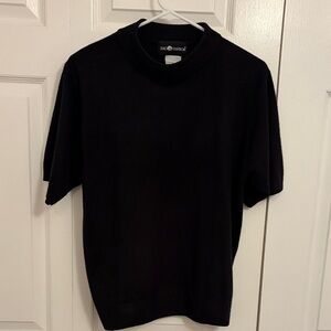 Sag Harbor Classic Black Crewneck Short-Sleeve Sweater